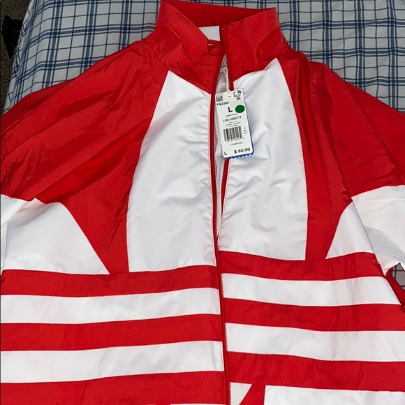 adidas red windbreaker